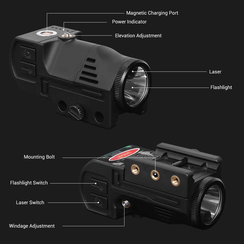 Tactical Weapon Gun Light Laser Flashlight Combo Combat 500 Lumens Flash Light Pistol Light with Laser for Handgun Rifle ShotgunW241227