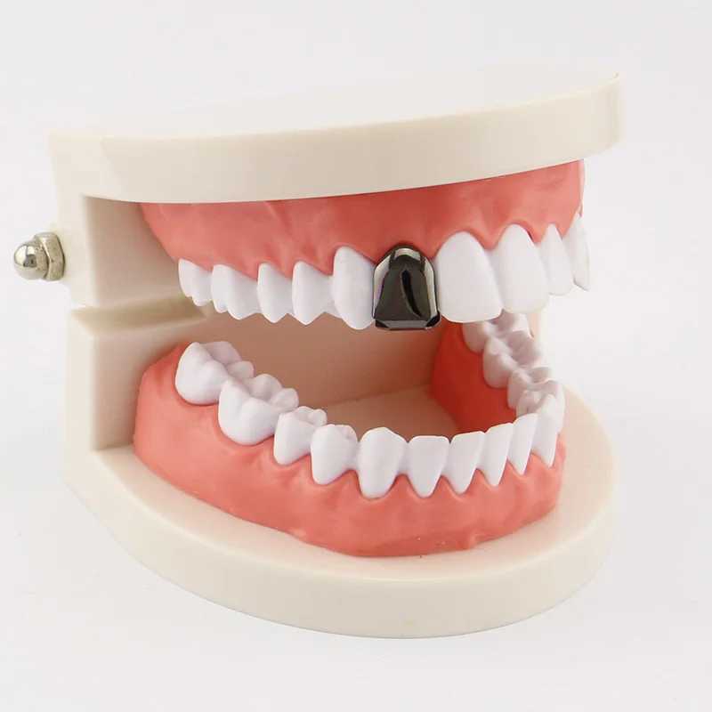 1 piece of hip-hop mens gold and silver color teeth Grilz vampire fangs dual Cs for Rper Grills teeth jewelry W241227