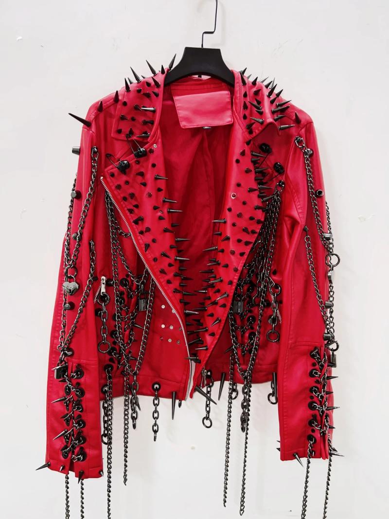 Womens Leather Harajuku Jacket Vintage Gothic Clothes Y2k Fashion GothicLeather