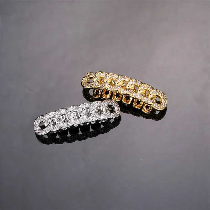 Feel Style Teeth Grillz Cs Unisex d Out Cubic Zirconia Top Bottom Box Packing Hip Hop Jewelry For Men Women Grillz Set Gift W241227