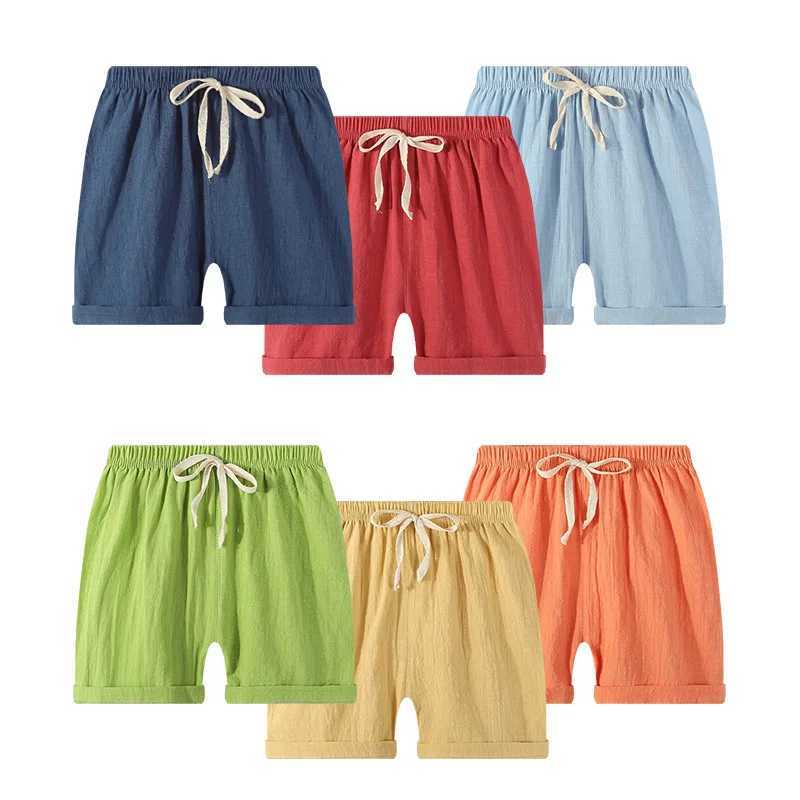 Cotton and Linen Boys Summer Shorts Childrens Clothing Koren Kids Girls Clothes Teenager Summer Beach Short Pants Kids Clothing W241227