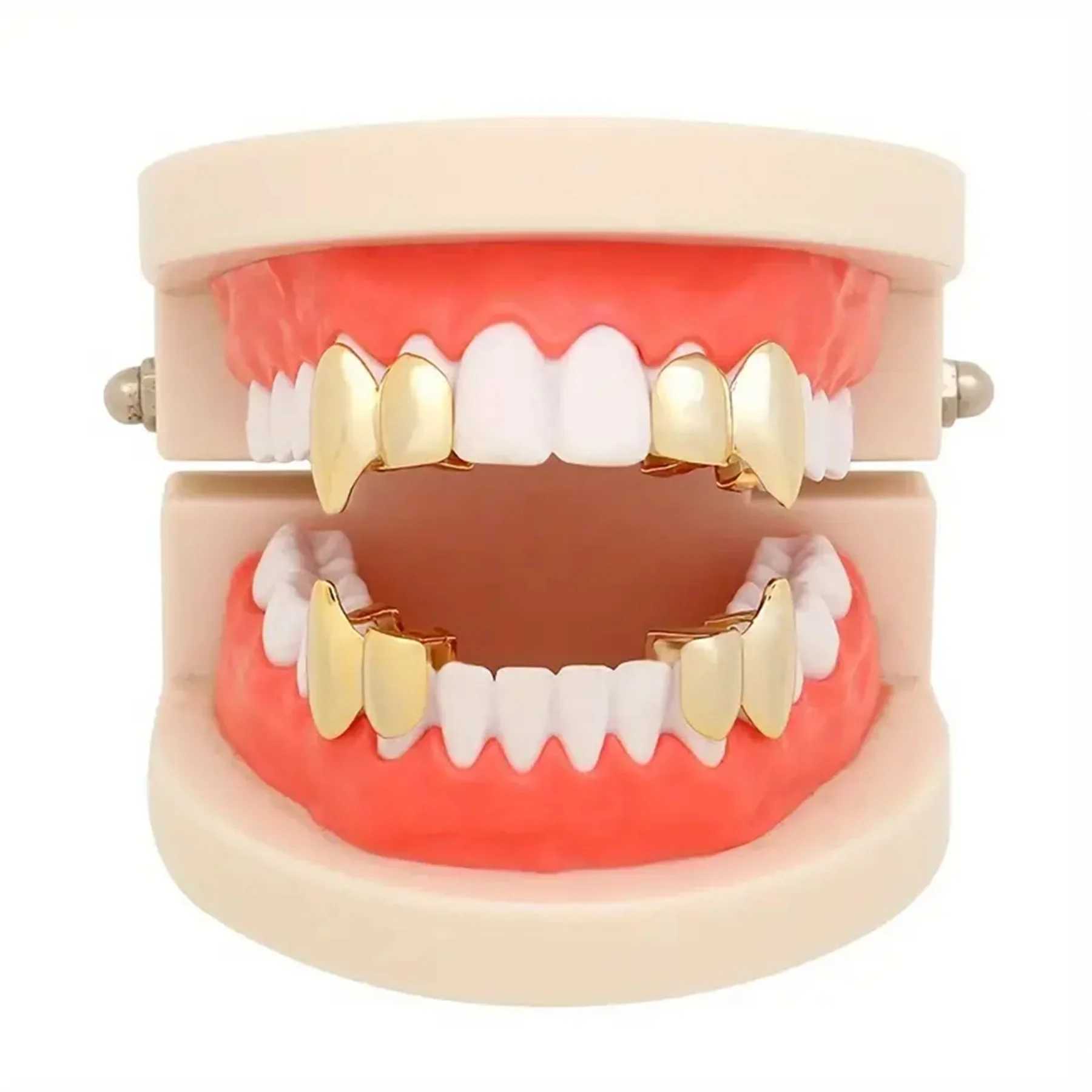 HipHop Classic Single Teeth Grillz Golden Tooth Cs Decor 14K Gold Plated Dental Grills Bo Jewelry For Women Men W241227