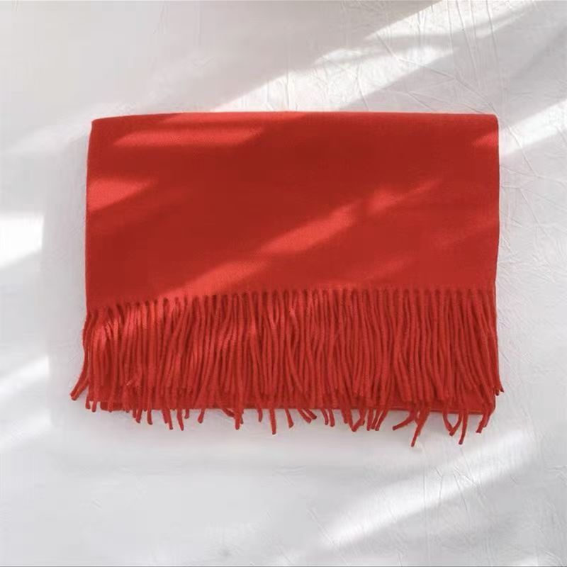 T035 cashmere solid color scarf for women autumn and winter all-match thick warm student cute shawl neck scarf