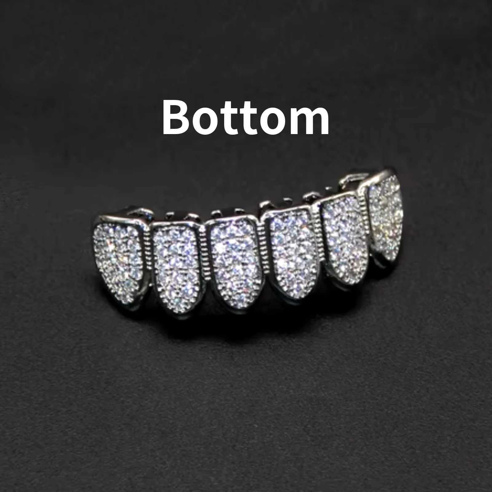 Cz Teeth Grillz Set For Unisex Top Bottom Mouth Gold Silver Color Teeth Grills Tooth C Removable Dental Fashion Jewelry W241227