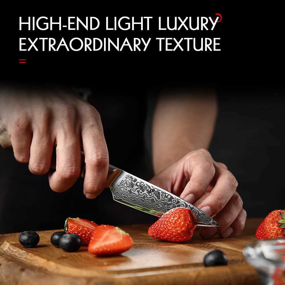 Henan 3.5-inch genuine 67 layer Damascus super steel cooking knife super rust proof sharp blade fruit kitchen knife Y241227