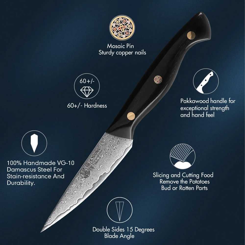 F. Young 3.5-inch Parisian knife professional Japanese 67 layer Damascus steel kitchen knife super sharp peeling fruit knife Y241227