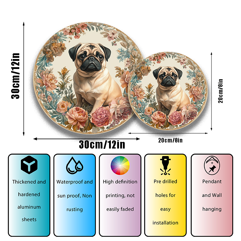 Customized Bichon Frise Pet Ornament Circular Aluminum Decorative Painting Unique Pet Souvenir Tombstone Ideal for Cats