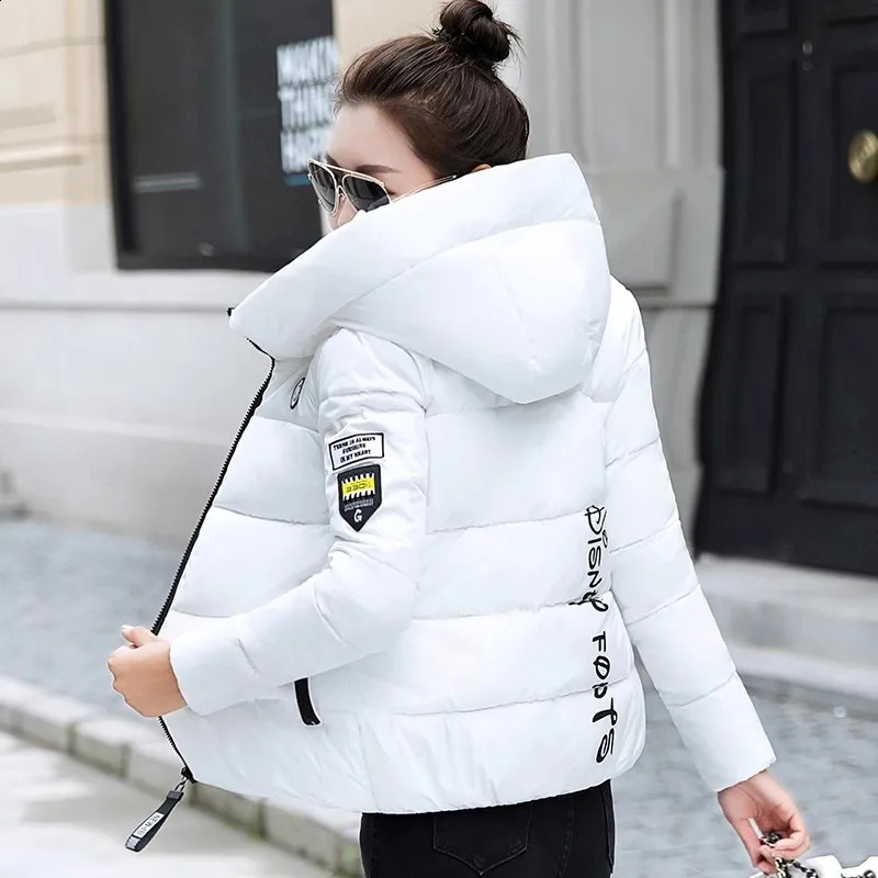 UHYTGF Winter Jackets For Women 2024 Parkas Hooded Thick Warm Cotton Short Jacket Womens Basic Down Coat Outerwear 5XL 1058 241226