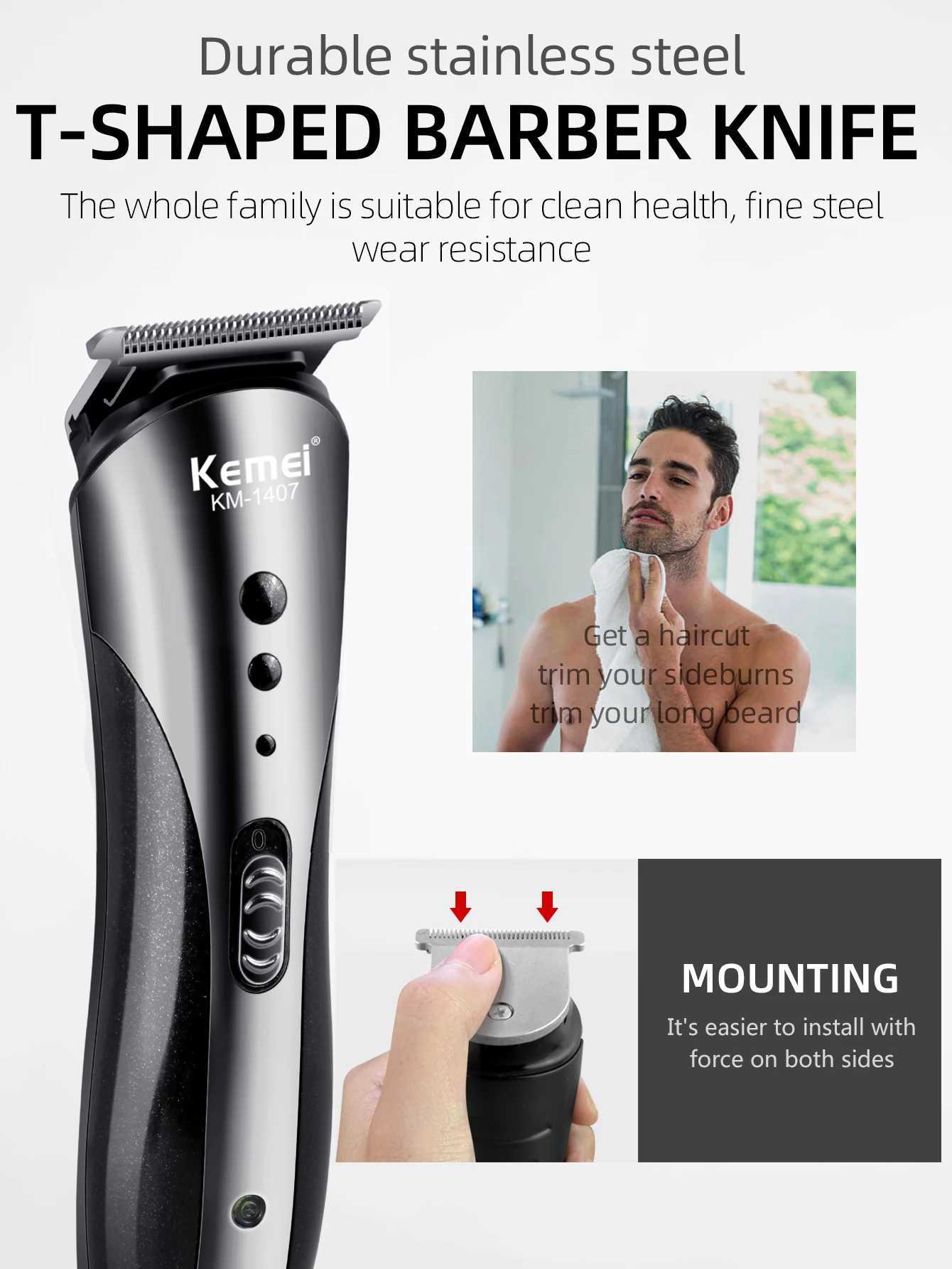 KEMEI Rechargeable Electric Nose Hair Clipper Multifunctional Hair Trimmer Professional Electric Shaver Beard Razor for Men W241227