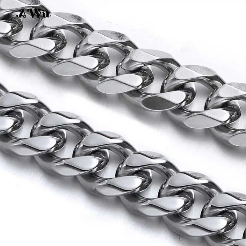 Cuban Link Chain Stainl Steel Necklace Waterproof 18 K Gold Plated Punk Men Women Black Silver color Jewelry DIY AccoriesXJ241227