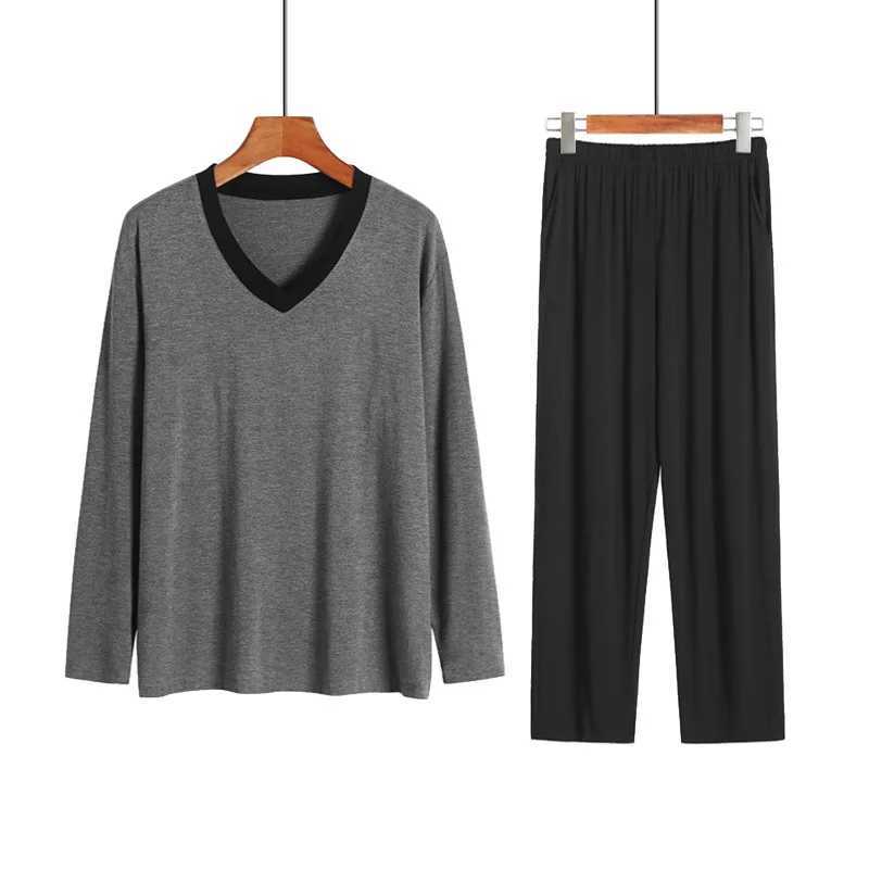 Autumn and Winter Modal Mens Pajamas Home Clothes Long Sleeved Long Pants Loose Casual Plus Size Pyjamas Men Sleepwear ClothesXJ241227