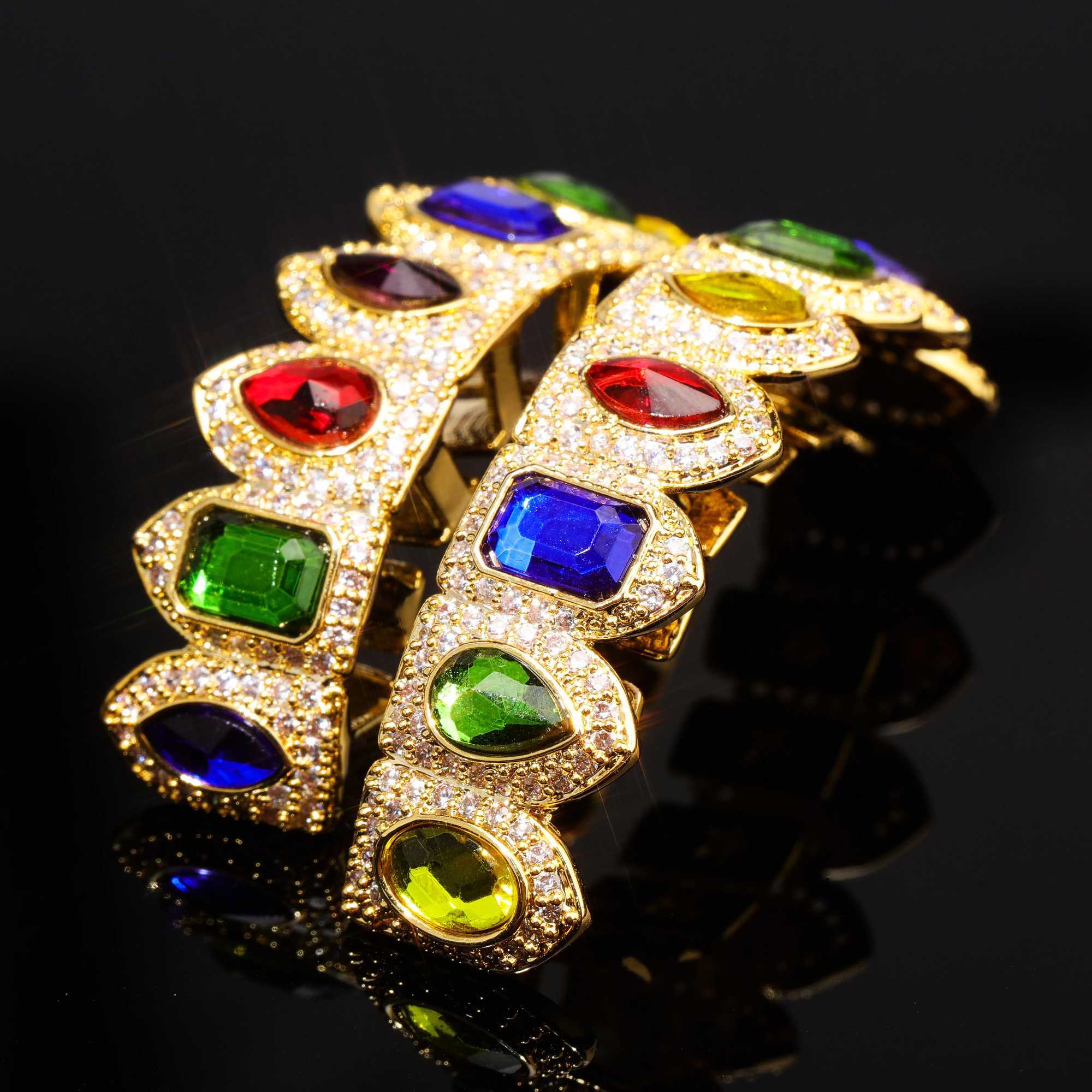 TOPGRILLZ Hip Hop Mens Top Bottom Teeth Gold Silver Color False Teeth Grillz Set Bump Latt Dental Grills For Bo Jewelry W241227