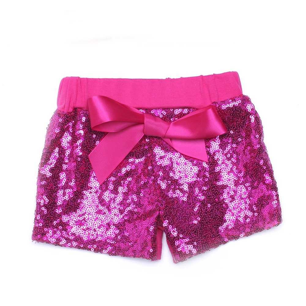 Preschool girl sequined shorts tie bow elastic waist Trousers 1-6Y newly arrived W241227