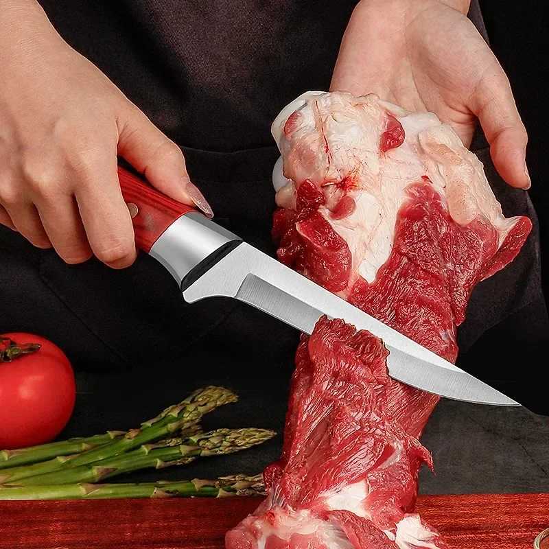 Stainless steel kitchen meat slicer Boning knife fruit ingredient knife plastic handle beef sheep covered fish cutter Y241227