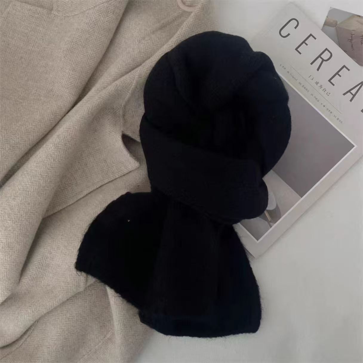 T0041 new solid color scarf for women and men in winter, universal couple shawl, dual-purpose, warm, long, thickened, Japanese and Korean version