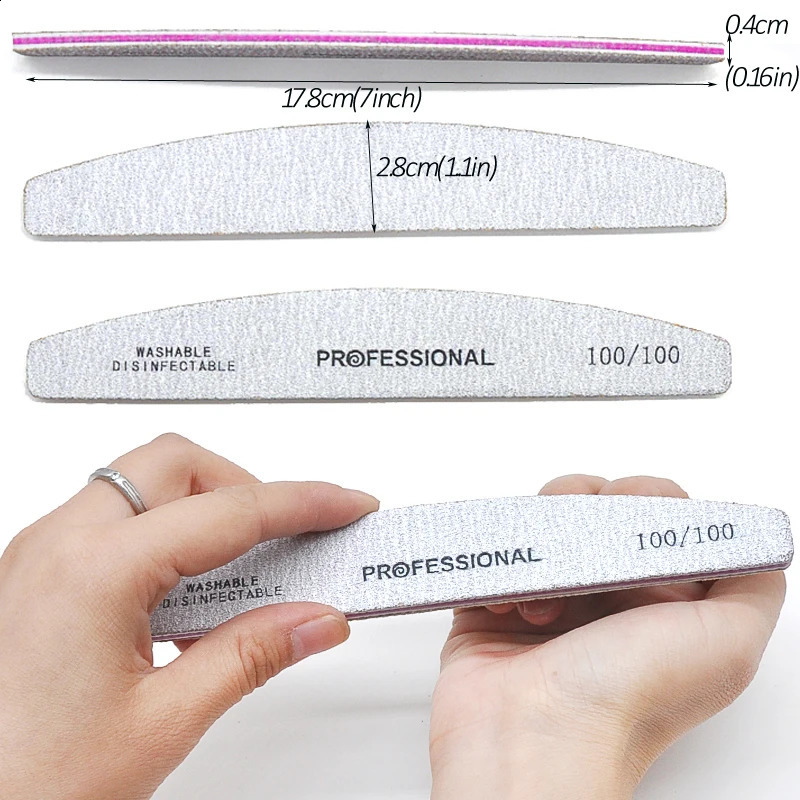 50/25 pieces/pack Professional washable nail files 100 to 180 half month strong sandpaper Durable files Nail tools Handmade items 241226