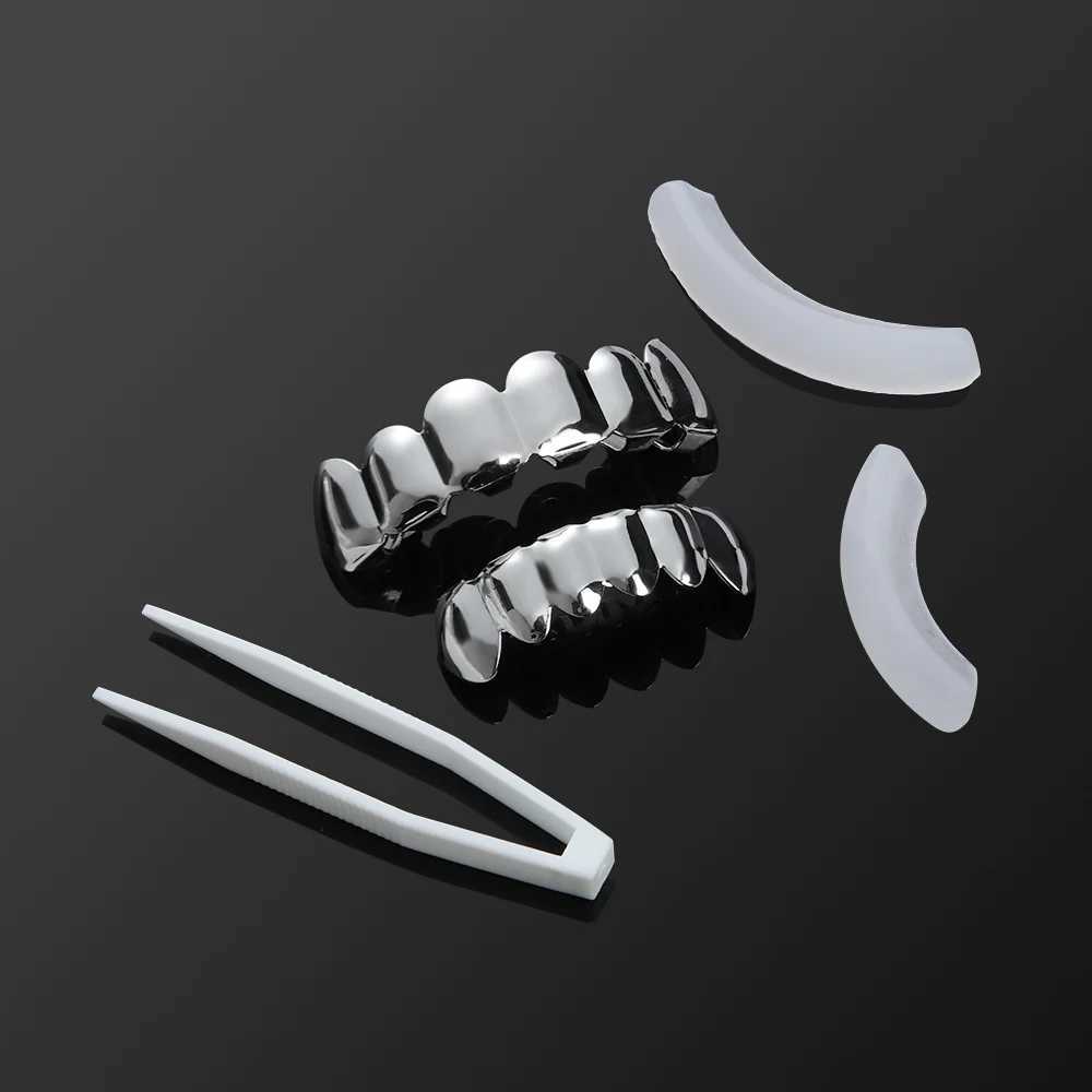 Fashion Gold Color Sliver Color Mold Kit Hip Hop Tooth C Top Bottom Grill Teeth Vampire Cosplay Mouth Decoration Bo Jewelry W241227