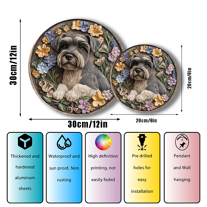 Customizable Circular Aluminum Pet Memorial Decoration - Premium Quality HD Printed Pet Souvenir Tombstones, Waterproof