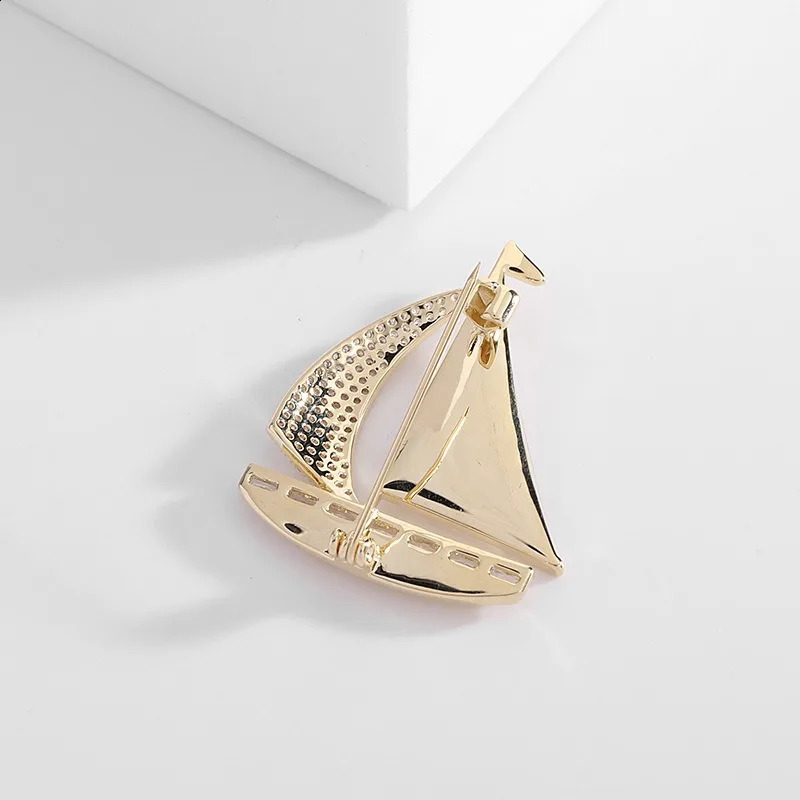 Clothing accessories Womens brooch metal pins mother shell zircon inlaid high-end creative sailboat brooches 241227