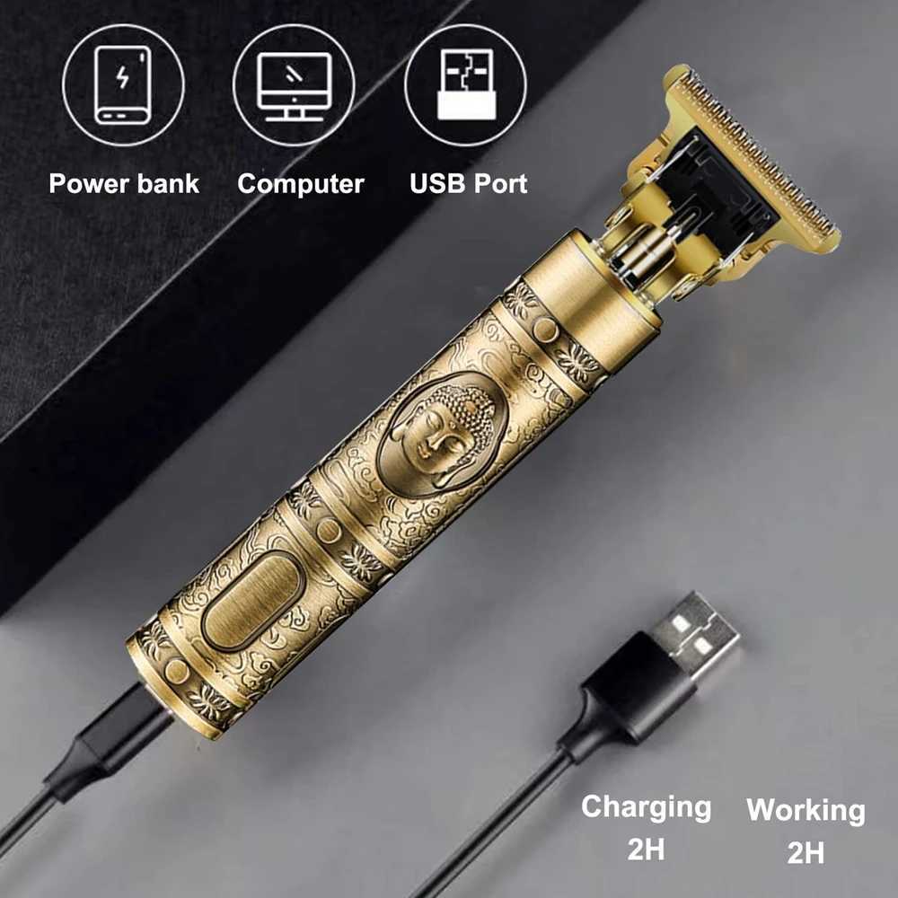 Vintage T9 Electric Hair Cutting Machine Hair Clipper Professional Men Shaver Rechargeable Barber Trimmer for Men Buddha W241227