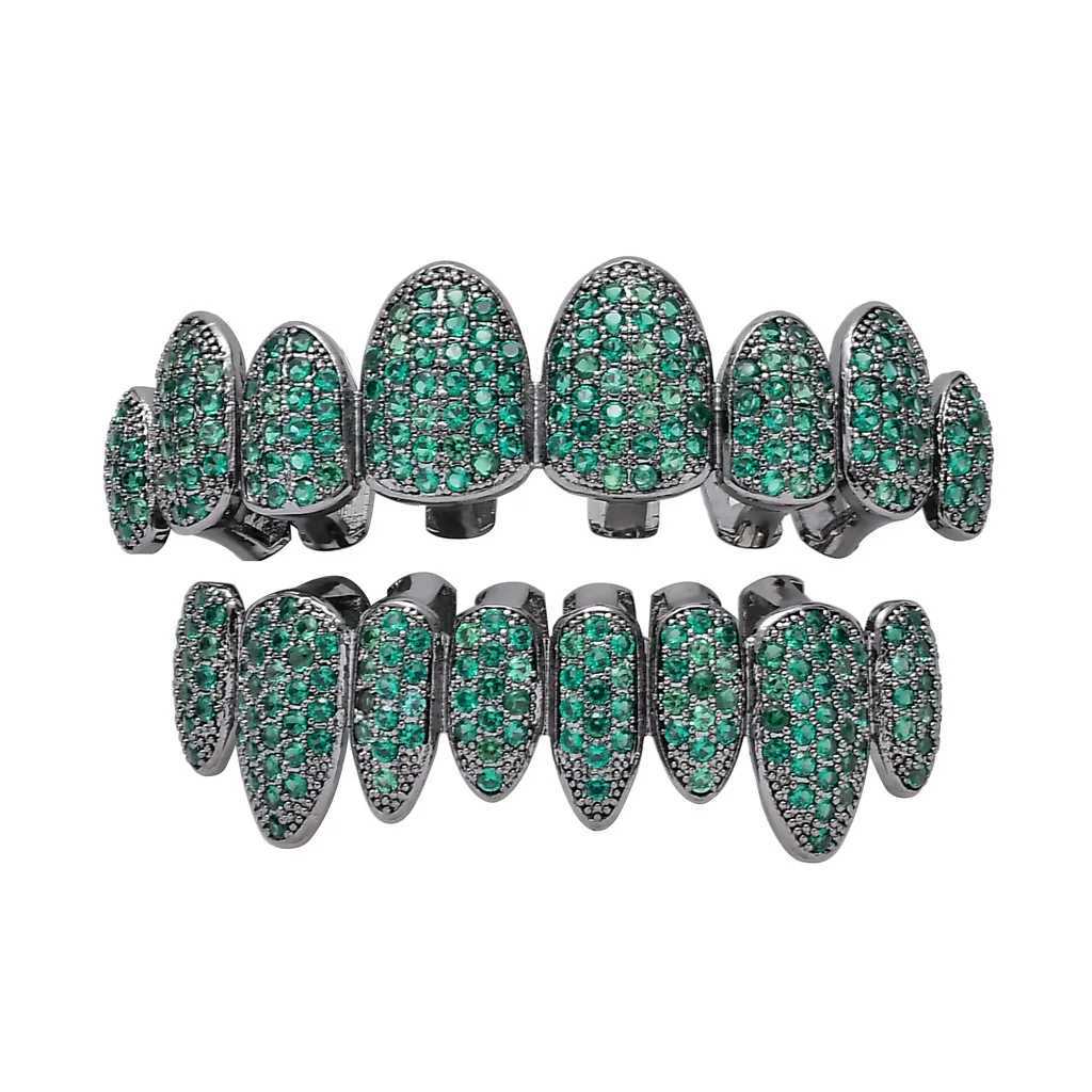 Hip Hop Full CZ Purple Stones Teeth Grillz Cs Cubic Zircon and Out Pave Top Bottom Charm Grills Set For Men Women Jewelry W241227