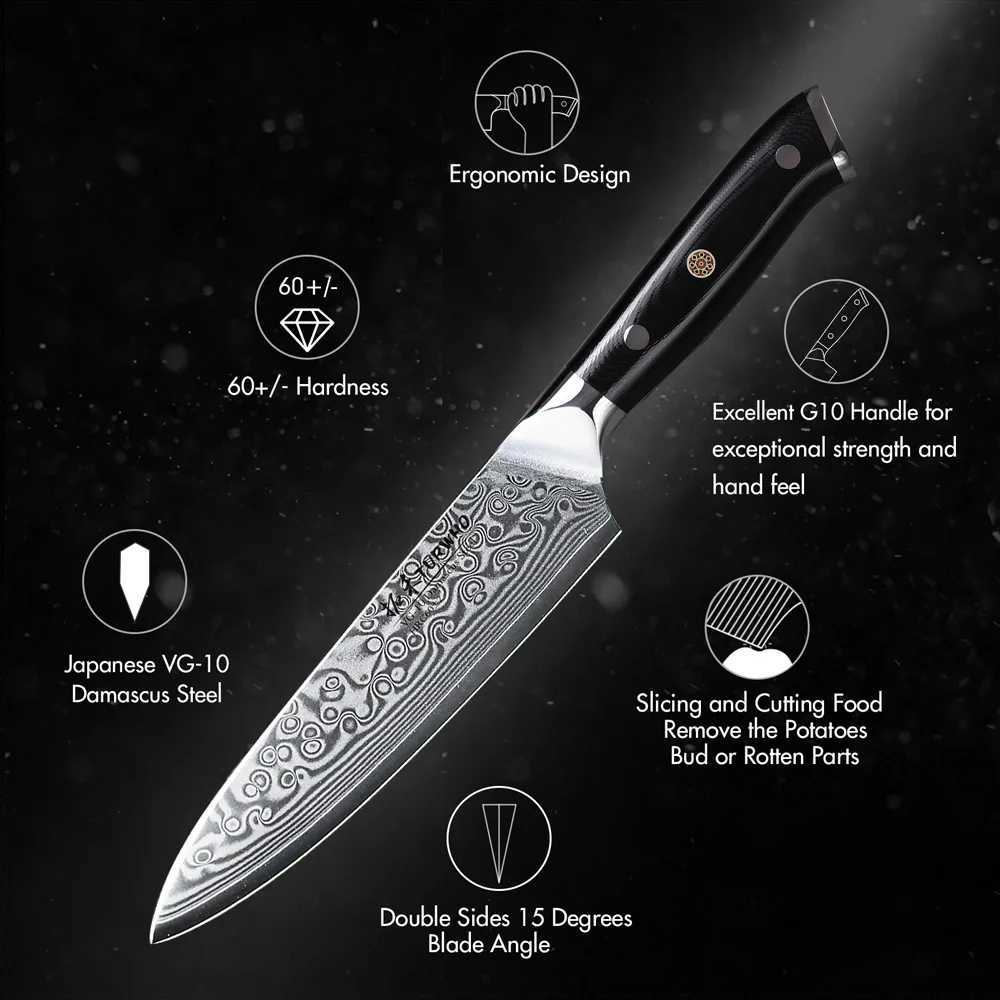TURWHO 5 Practical Knife Japanese 67th Floor Damascus VG10 Steel Core Chef Knife Mti Function Matching Knife Slicer Kitchen Knife Y241227