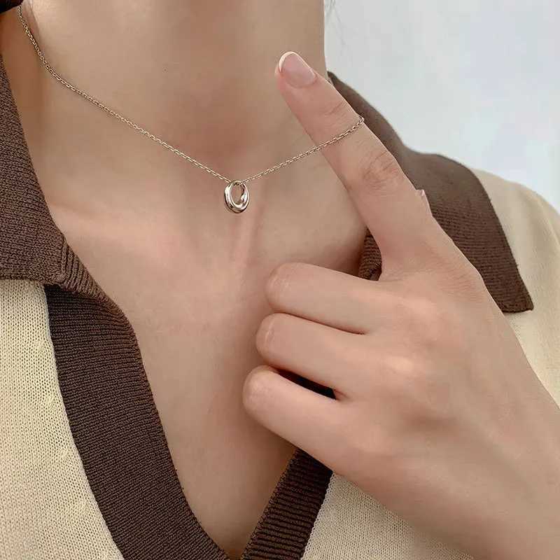 Fashion Circle Necklace with Cubic Zirconia Simple Stylish Clavicle Chain Necklace for Women Wedding Luxury Jewelry 2023 TrendXJ241227