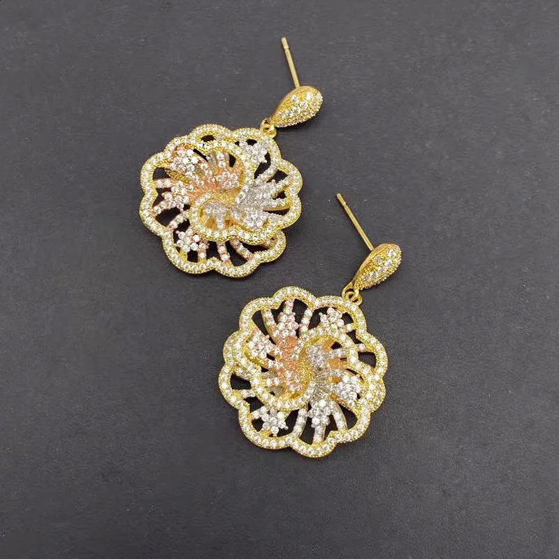 Vanifin Necklace with Earrings Exquisite Hollow Flower Micro Inlay Zirconia For Woman Banquet Jewelry Gift 241226