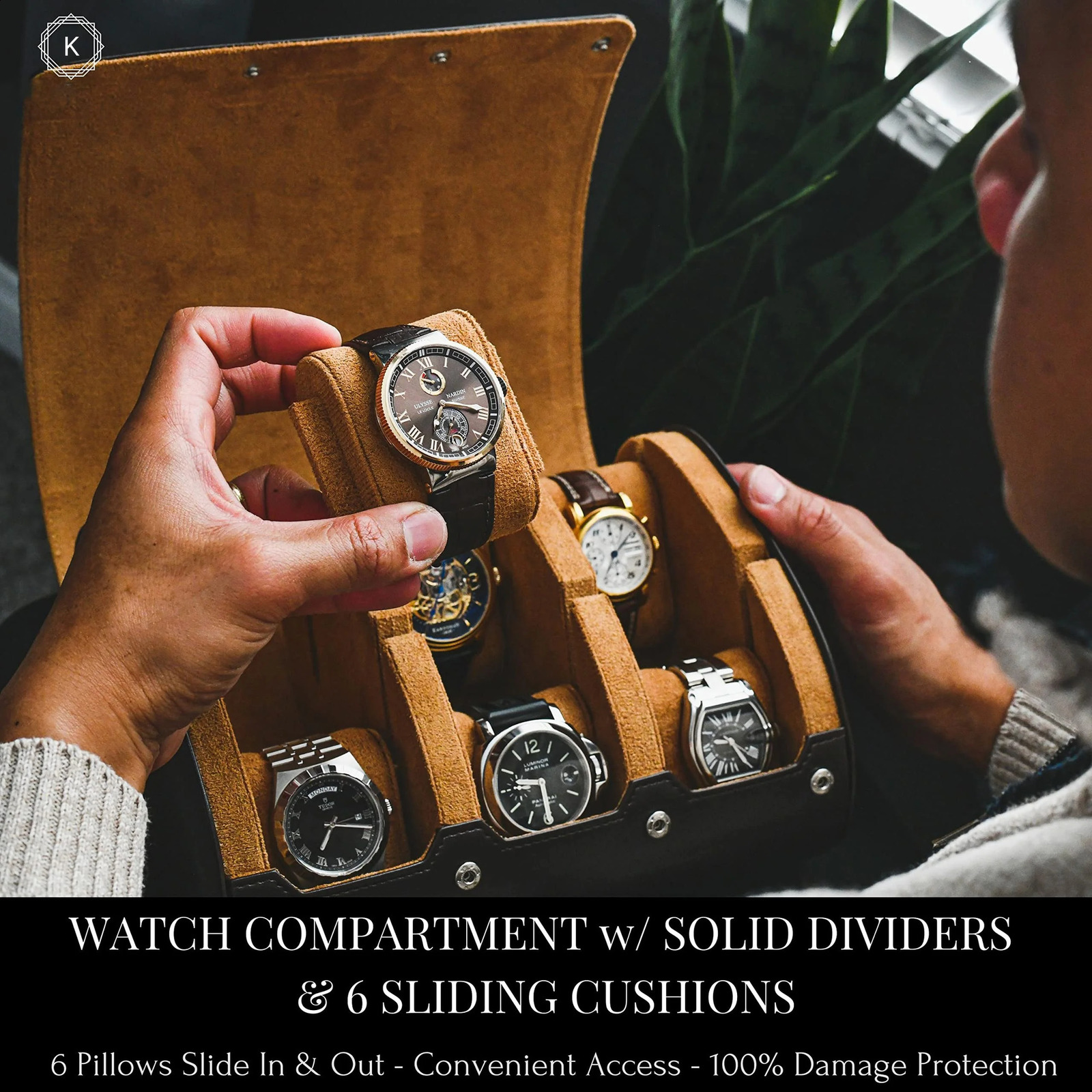 Watch Travel Case 6 Slot Watch Roll Travel Case Organizer Display - PU Leather Watch Case - Watch Organizer for Men Women 241226