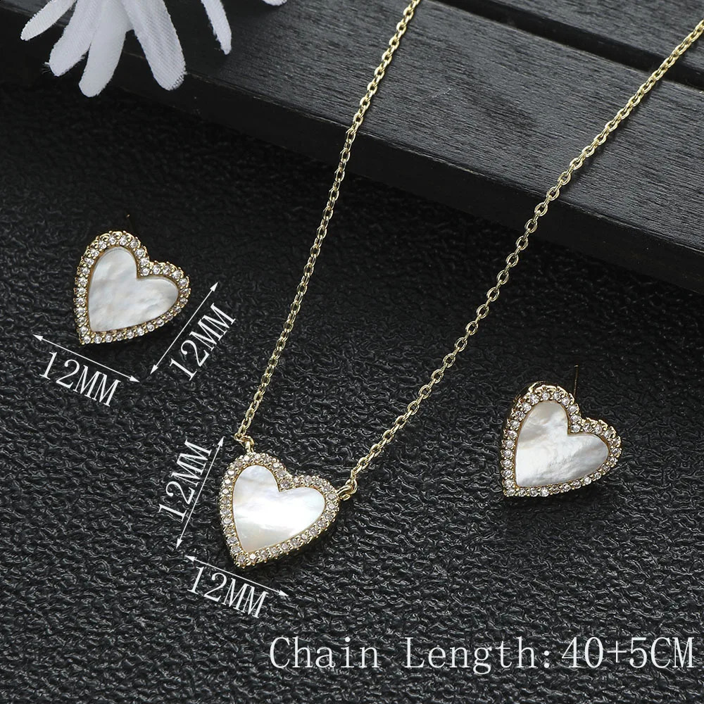 Romantic Heart pendant Necklace Earring necklace Jewelry for Women Fritillary gemstone Set Wedding Gift TRENDY Lovely 241226