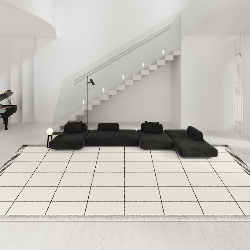 5114-385-Room Bedroom Carpet Simple Lines Homestay Dirt Resistant And Easy to Take Care