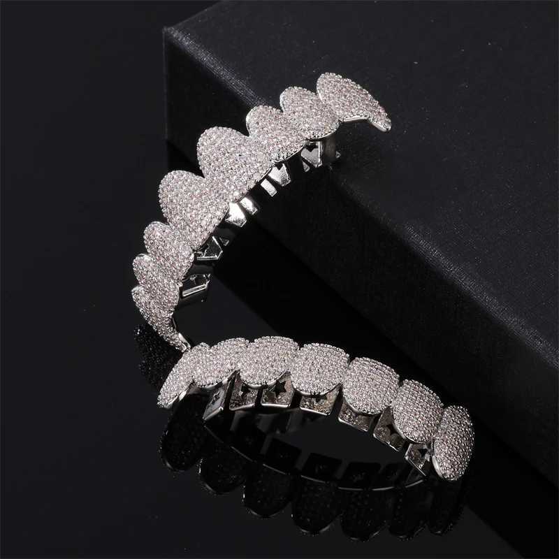 Hip Hop Full CZ Stones Heavy Teeth Grillz Cs Cubic Zircon and Out Micro Pave Top Bottom Charm Grills For Men Women Jewelry W241227