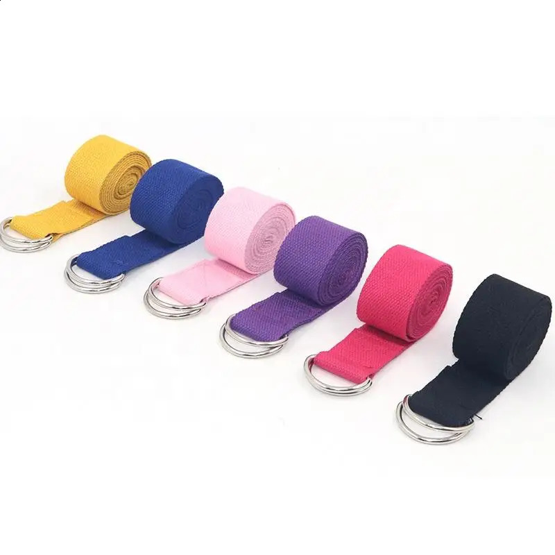 1Pc Yoga Strap For Pilates Ballet Dance With Adjustable DRing Buckle Cotton Belt Fitness Daily Stretching 241216
