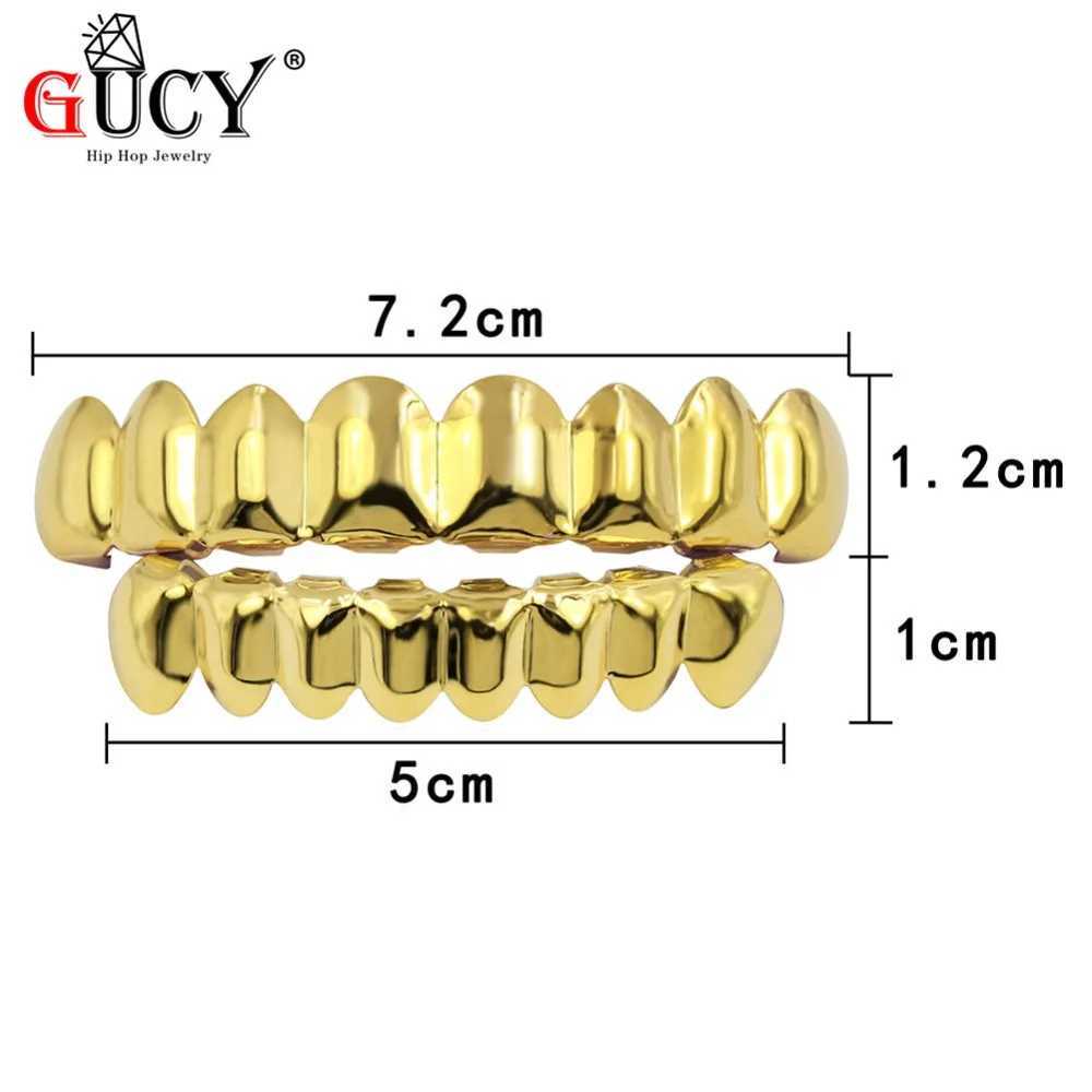 GUCY Grillz Set Finish Eight 8 Top Teeth 8 Bottom Tooth Plain Hip Hop Grills Sets Halloween Gift Party W241227