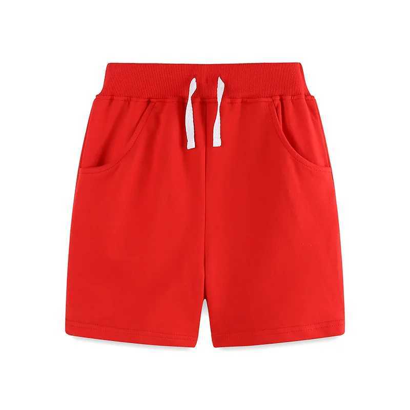 Single piece summer childrens shorts with red pockets fake drawstring elastic middle pants 2-7Y W241227