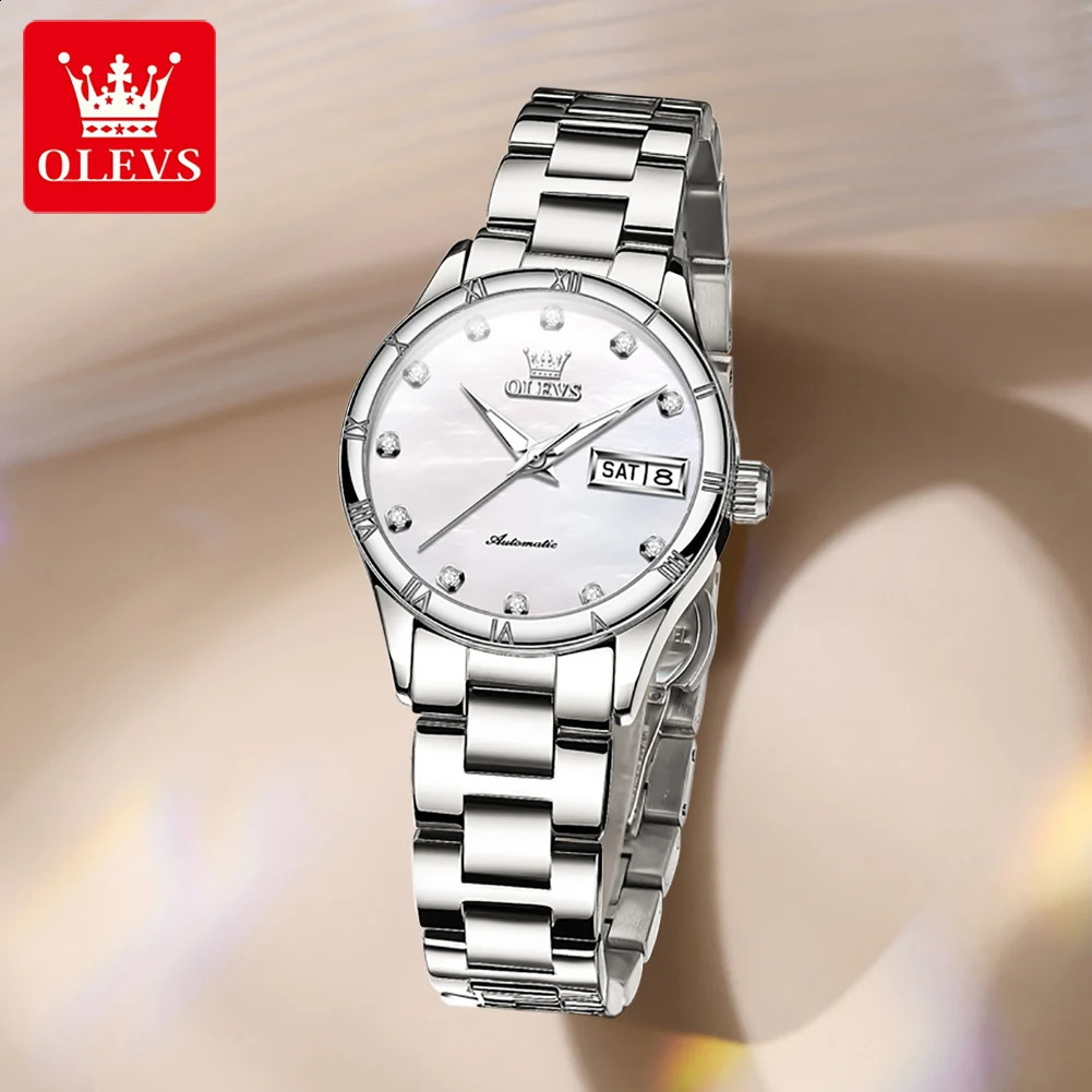OLEVS 7030 Automatic Watch for Women Diamond Scale Waterproof Calendar Mechanical Woman Original Ladies Wristwatch 241225