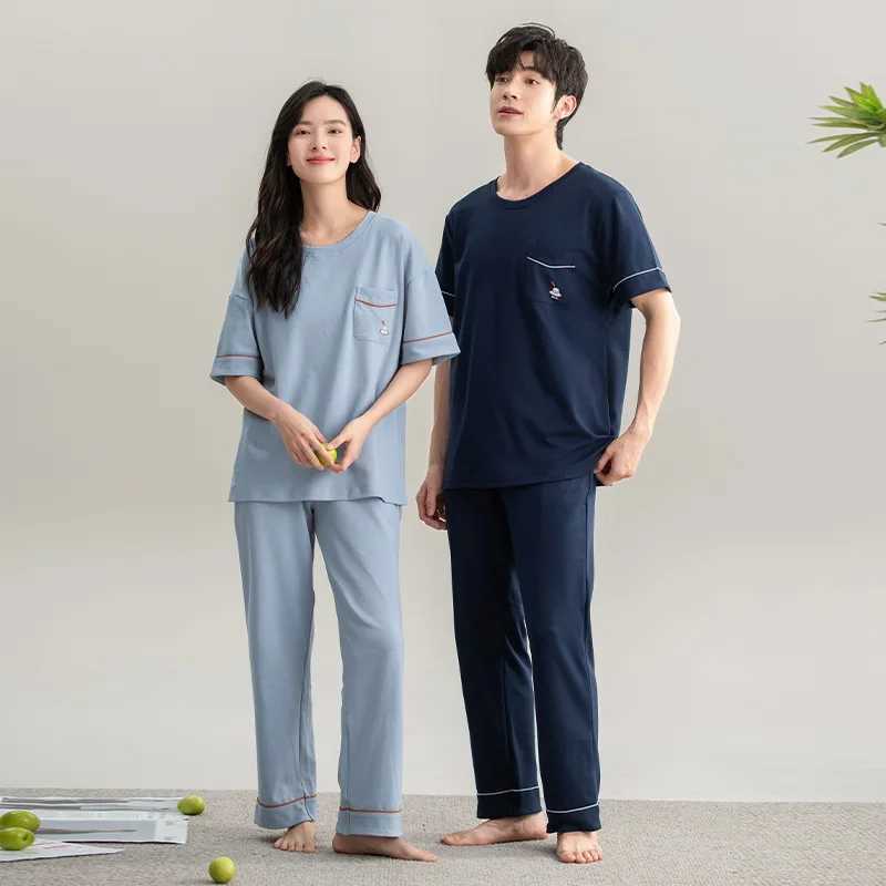 Pijama Man Pajama Cotton Summer Short Sets Long Pant Japanese Pajamas for Couples Man and Woman Sleepwear 2024 pyjamas HommeXJ241227