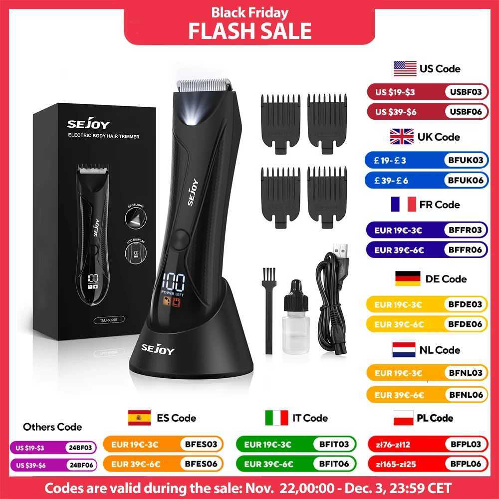 Sejoy 6006 Electric Body Hair Trimmer Hair Clipper for Men Women Men Ball Trimmer for Groin Pubic Replaceable Blade W241227