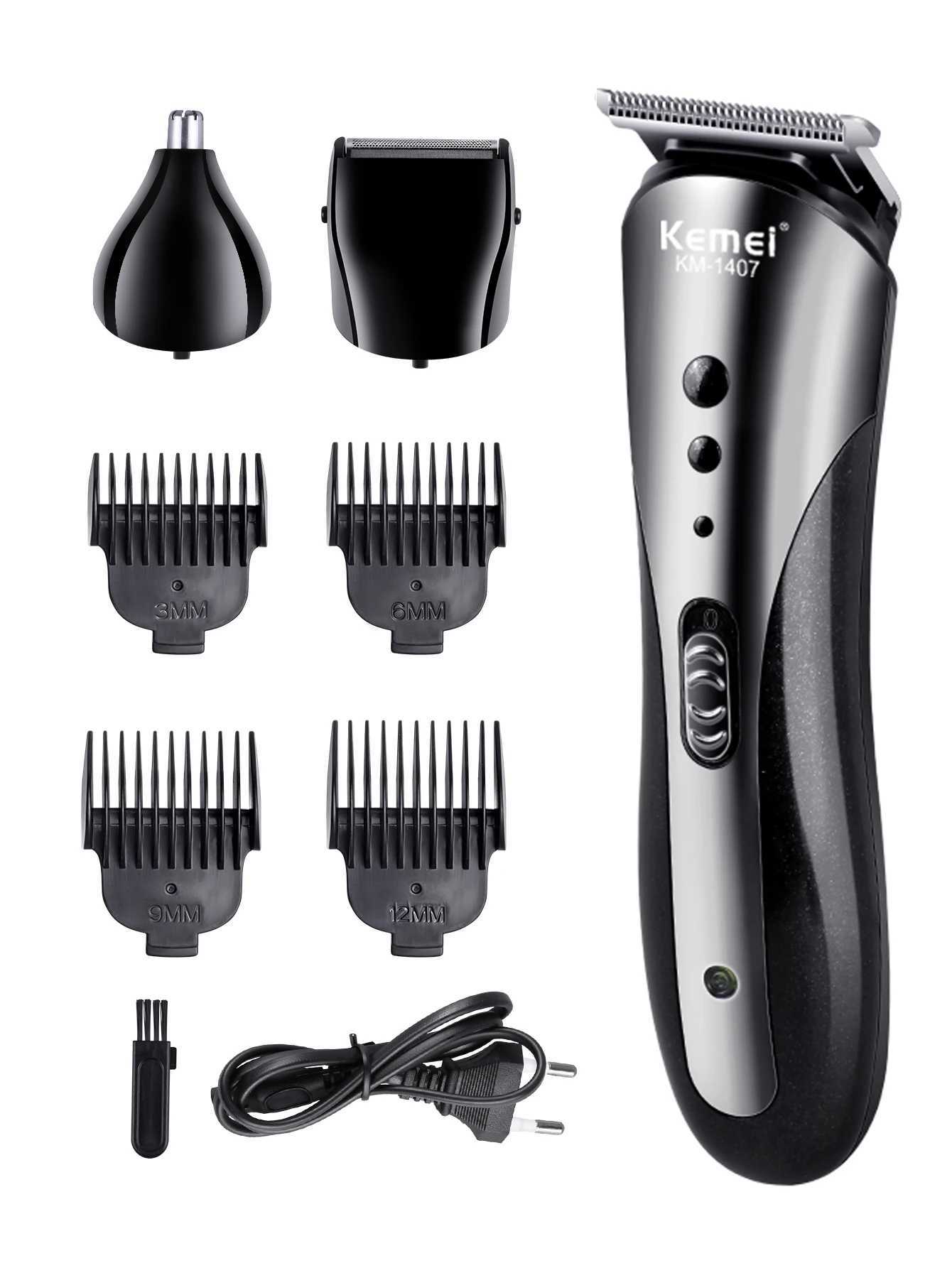 KEMEI Rechargeable Electric Nose Hair Clipper Multifunctional Hair Trimmer Professional Electric Shaver Beard Razor for Men W241227