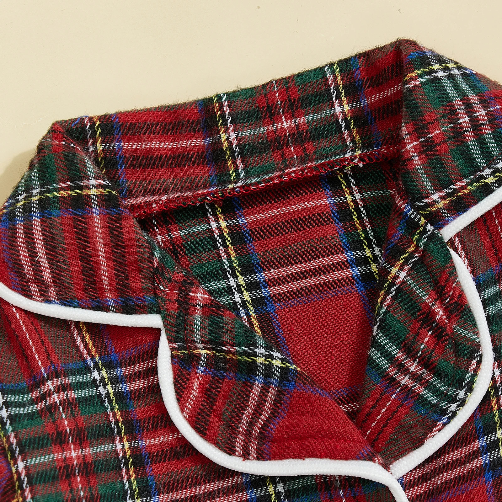 MISOWMNJOY Baby Girls Boys Romper Pajamas for Christmas Plaid Turn Down Collar Long Sleeve Spring Infant Jumpsuits Sleepwear 241226