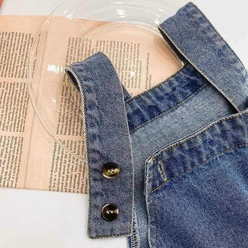 Autumn New Childrens Loose Top Boys and Girls Casual Full Match Cowboy Trouser Spring Autumn Solid Coat 1-7Y Childrens Belly Pants W241227