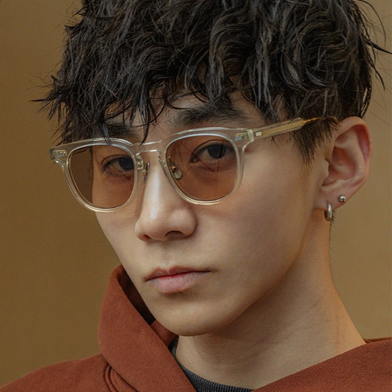 Japanese handmade acetate polarized sunglasses mens retro square sunglasses fashionable outdoor driving fishing sunglasses 241225