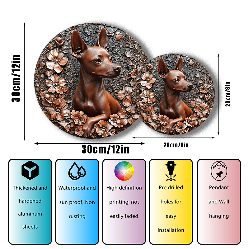 Customized Chihuahua Pet Ornaments - Circular Aluminum Decorative Paintings for Cats & Dogs - Perfect Pet Souvenir Tombstones
