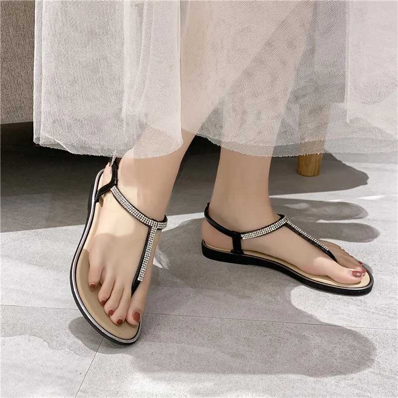 High Quality Rhinestone Sandals And Slippers New Female Tide Outer Wear Fashion Fairy Style Casual Korean Ladies Slippers Summer Tide T241227