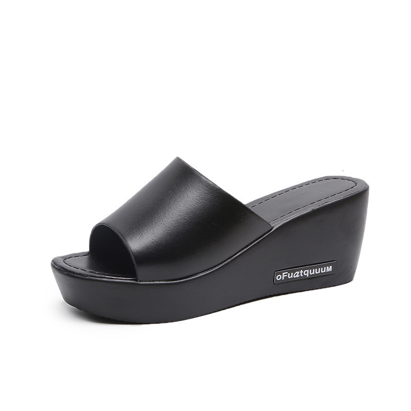 Ddmywed Ladies High Women's Summer 2024 New Slope Heel Fish Mouth Thick Sole One Line Cool Slippers Chinese Brand Shoes F1227-13.5 ddmythur