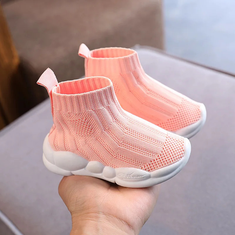 Kids Sock Shoes Knitted Fashion High Top Sneakers for Boys Girls Casual Sport Sock Sneakers 2-6 Years Children Tennis Shoes 241226