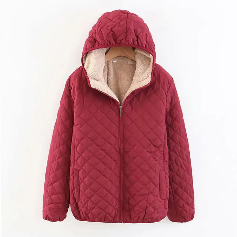 Womens Jacket Warm Lamb Fleece Parkas Winter Jackets Mid Length Korean Edition Hooded Fit Plus Cotton Coat 241226Z