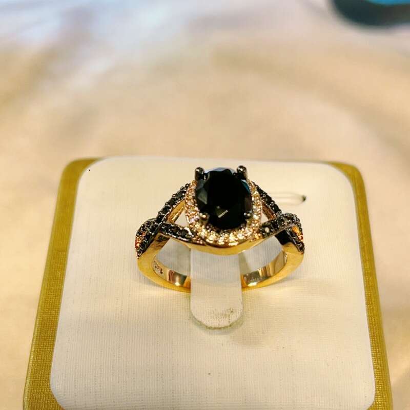 Platform best-selling handmade jewelry zirconium gold-plated black diamond ring