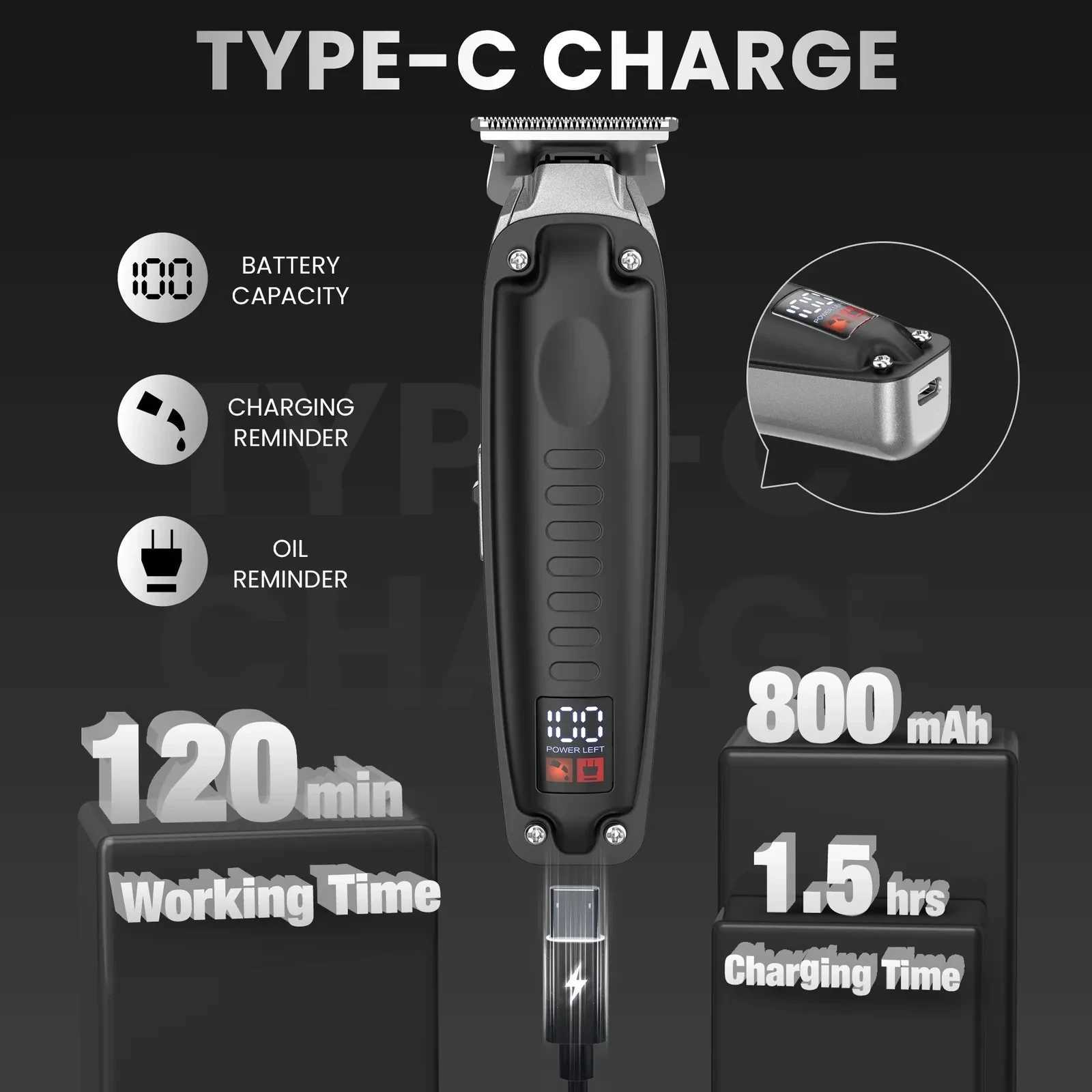 Sejoy Professional Mens Hair Clipper Kit Cordless Trimmer with USB Charging LED Display W241227