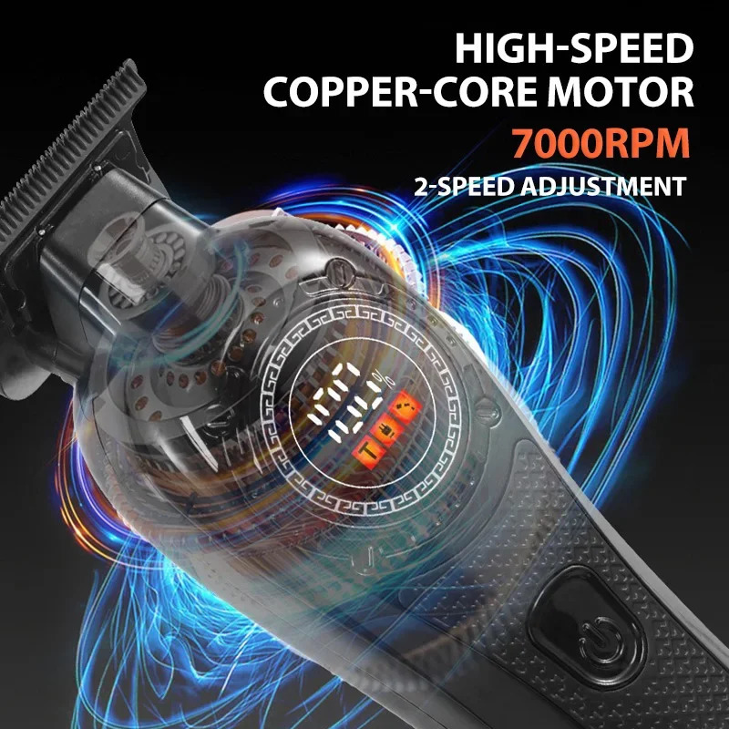 Professional Hair Salon Sculpt Line Electric Hair Trimmer Oil Head Push LCD Digital Display Hair Clipper Mens Barber Machine 241226